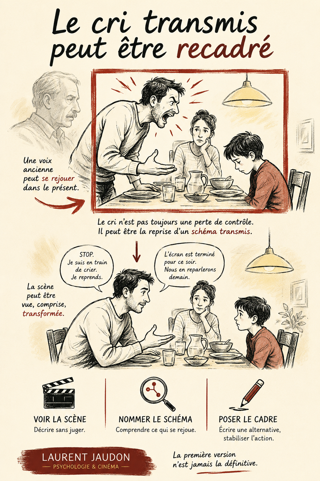 Le parent qui crie s’entend dans la voix de son parent psychologue parentalité Paris cri parental et schéma transmis