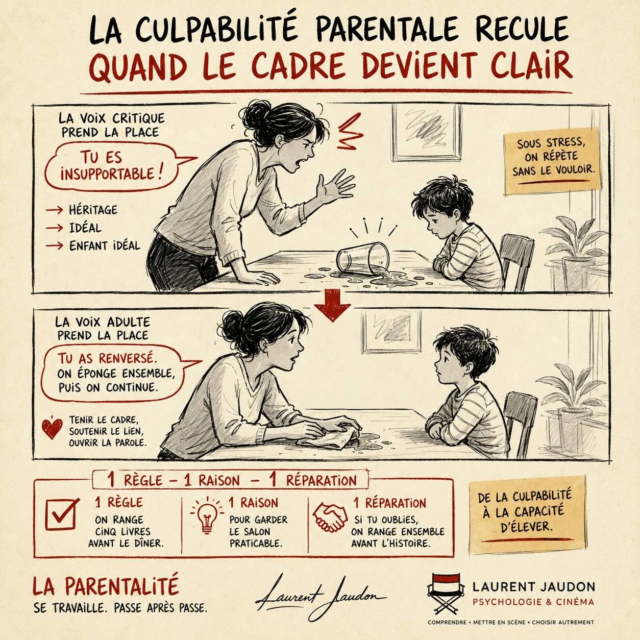 Passer de la culpabilité parentale au cadre psychologue parentalité Paris aide un parent à poser un cadre éducatif sans culpabilité
